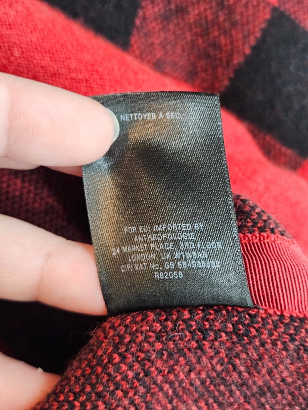 Anthropologie Field Flower Buffalo Plaid Hooded Cardigan Red Womens Size XS Wool - Picture 11 of 13